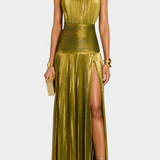 Метална рокля Хана с открит гръб и висок разрез