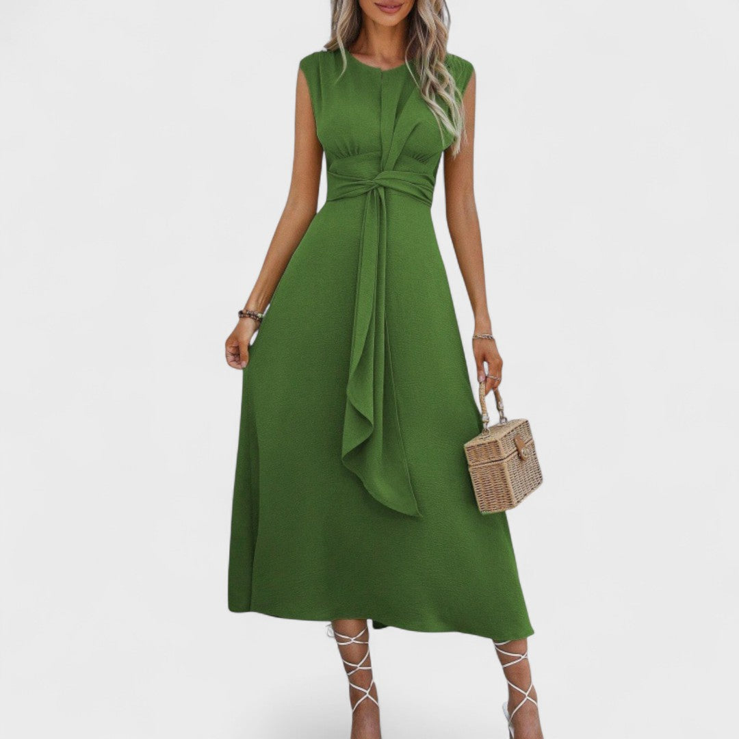 Андреа - Елегантна безръка макси рокля с кръгло деколте