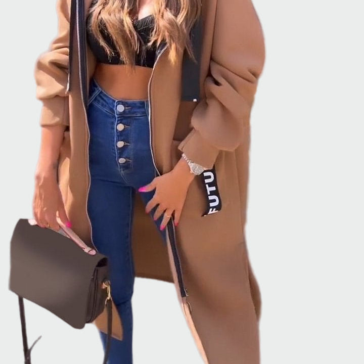 Дълго палто с качулка