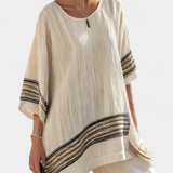 Комплект Медитеран Дейзи от бамбукова материя с елегантни червени и зелени ивици