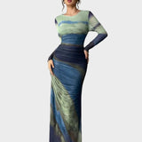 Торина – Дълга удобна рокля с десен