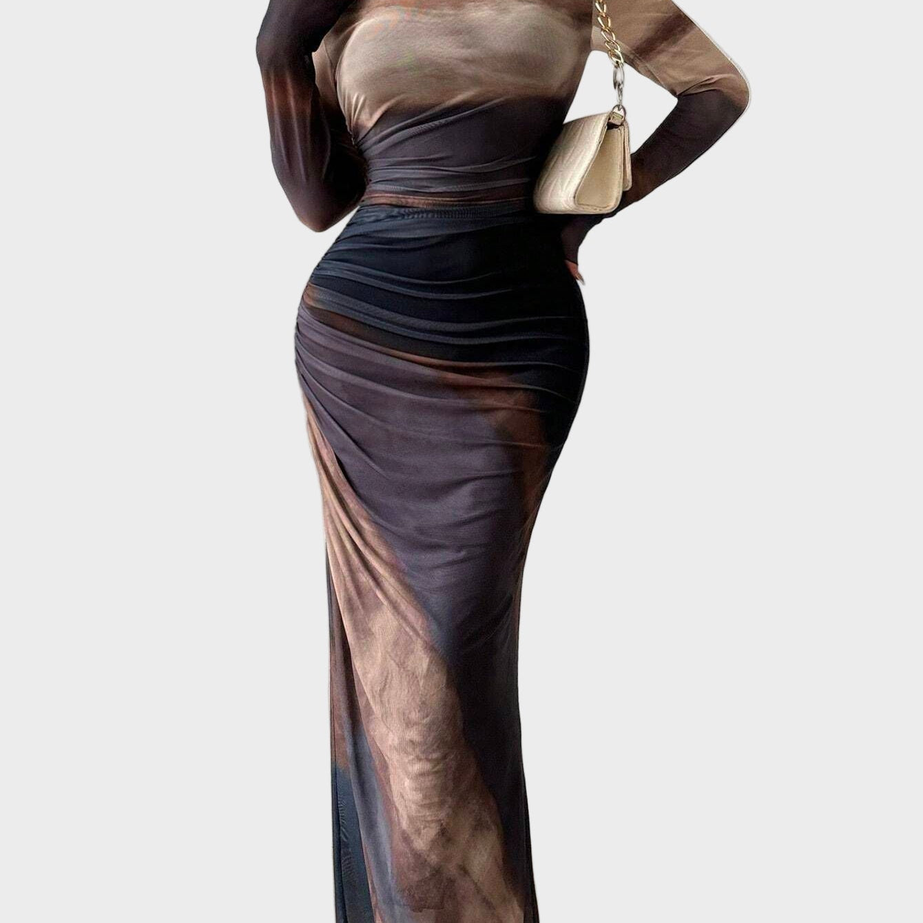 Торина – Дълга удобна рокля с десен