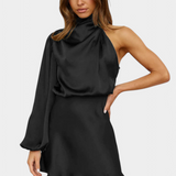 Мини рокля Джелена с драпиране на едно рамо