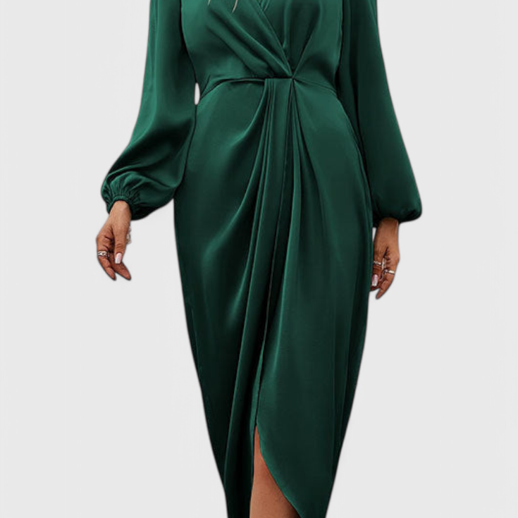 Андреа Елегантна Дълга Рокля с V-Изрез и Страничен Разрез