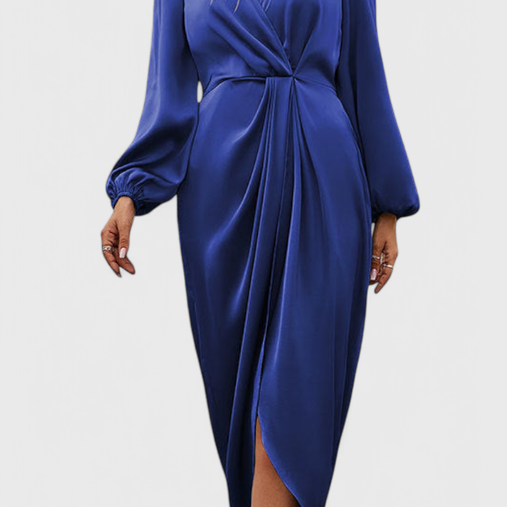 Андреа Елегантна Дълга Рокля с V-Изрез и Страничен Разрез