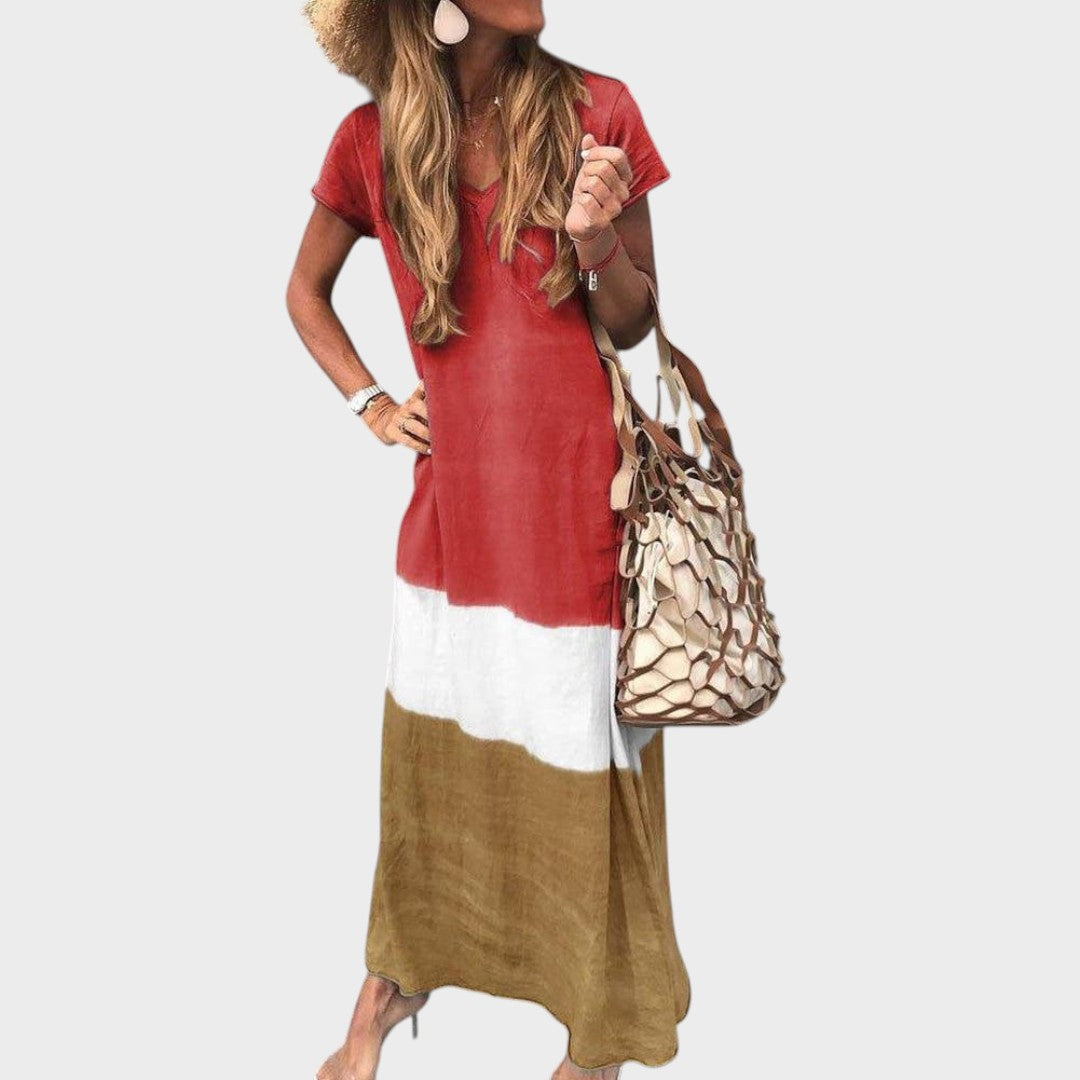 Ваня - Многоцветна лежерна бохо дълга рокля