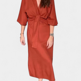 Наталия - Касулна рокля с преден възел и V-образно деколте