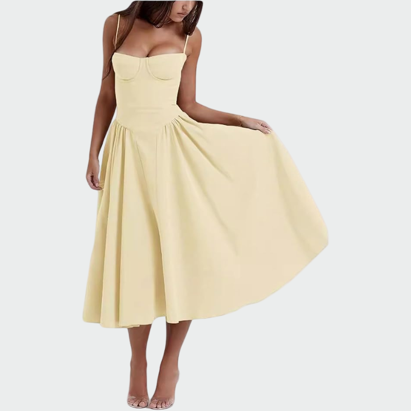 Макси рокля от сатен с тънки презрамки