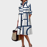 Драгана - Женска рокля с геометричен принт