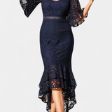 Ксения Миди Рокля от Дантела с Деколте във Формата на Сърце