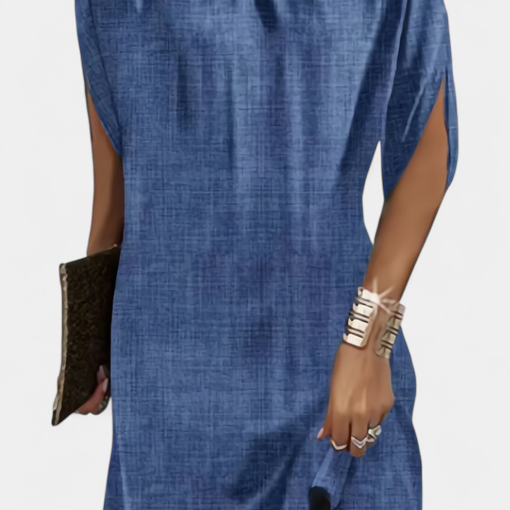 Ена Миди Рокля Без Временски Рамки с Кръгло Деколте