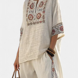 Комплект Дейзи от бамбуков плат с елегантни червени и зелени ивици