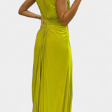 Емилия Макси Рокля с Плисировки и Страничен Изрез