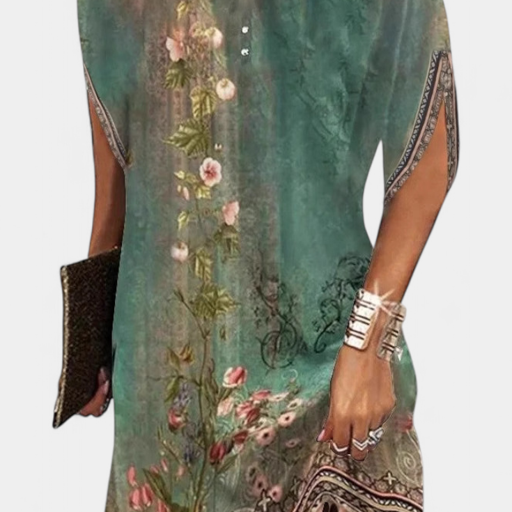 Ена Миди Рокля Без Временски Рамки с Кръгло Деколте