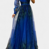 Наталия Макси Рокля от Шифон с Открито Рамо и Обемен Цвете