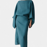 Филипа - Кимоно рокля от лен и памук с пояс